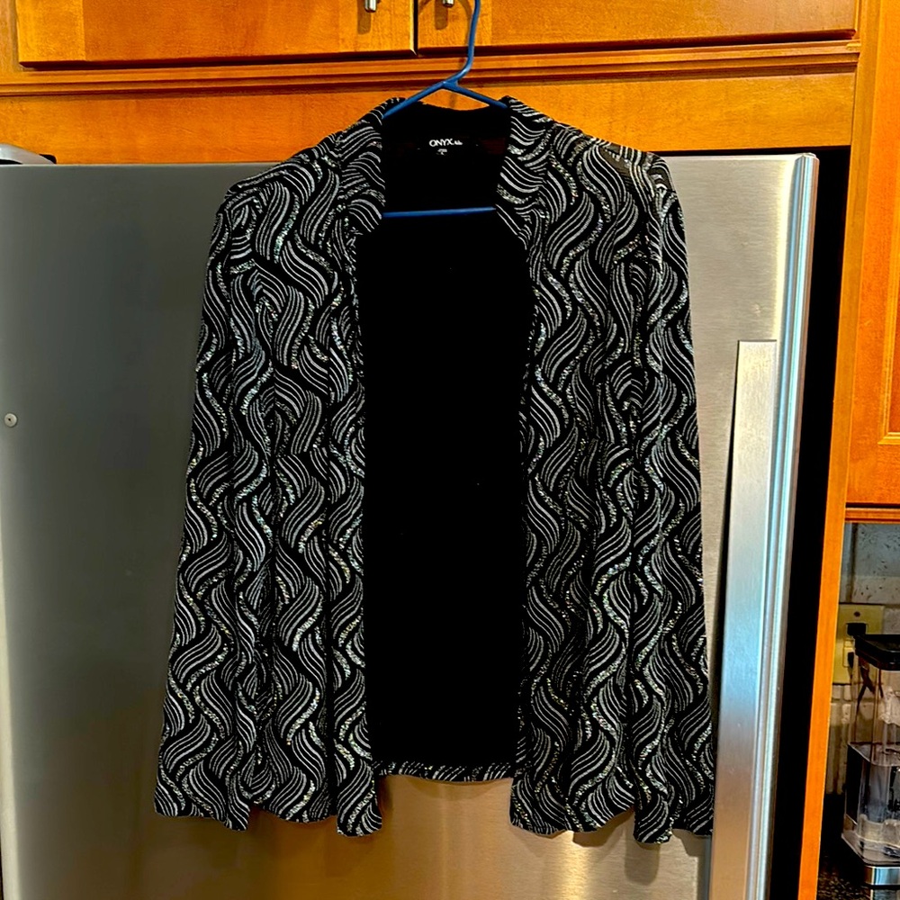 Onyx Black and White Geometric Blazer